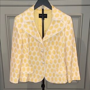 Mark Shale Yellow Polka Dot Tailored Blazer with Pearl Buttons